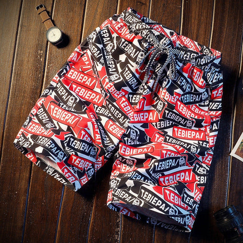 Image of Men short 16 Style Shorts Men Summer Beachwear Print Quick Dry Short Trousers Causal Drawstring Sportwear Male Shorts Plus Size