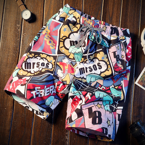 Image of Men short 16 Style Shorts Men Summer Beachwear Print Quick Dry Short Trousers Causal Drawstring Sportwear Male Shorts Plus Size